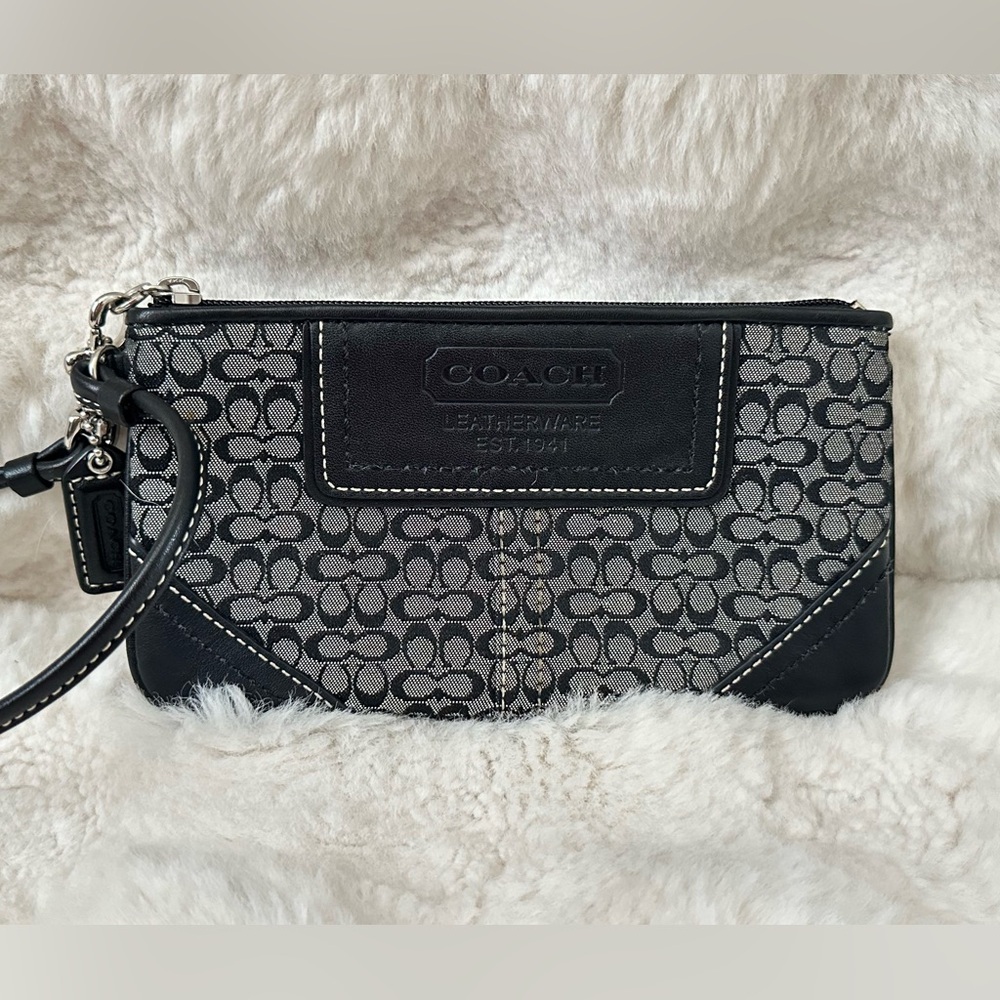 Coach Black and Gray Signature Wristlet